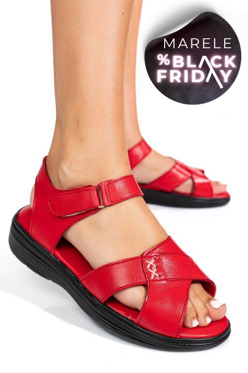 Sandale rosii piele naturala 0pc13