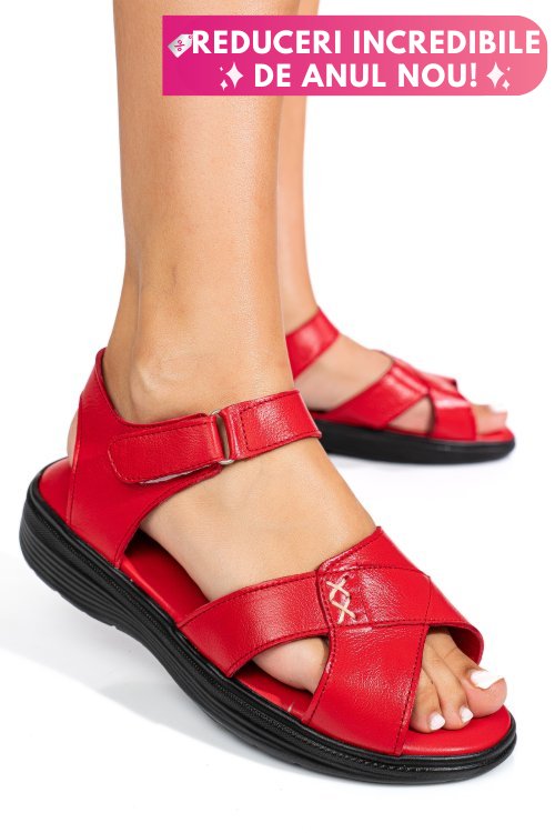 Sandale rosii piele naturala 0pc13