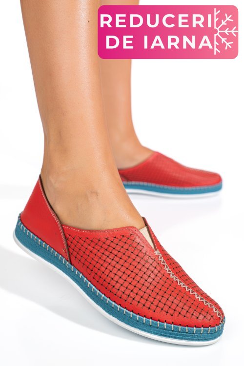 Pantofi rosii piele naturala 1pc332