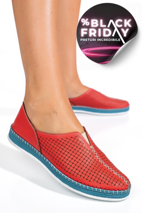 Pantofi rosii piele naturala 1pc332