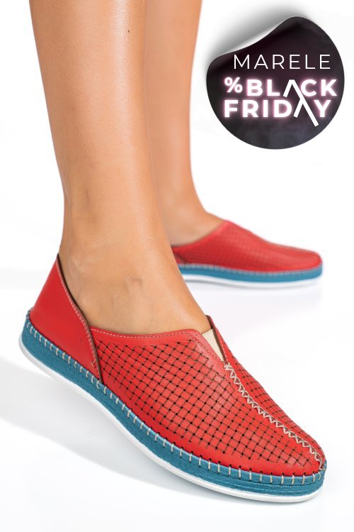 Pantofi rosii piele naturala 1pc332