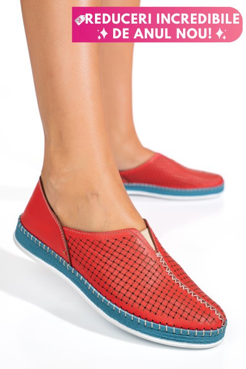 Pantofi rosii piele naturala 1pc332