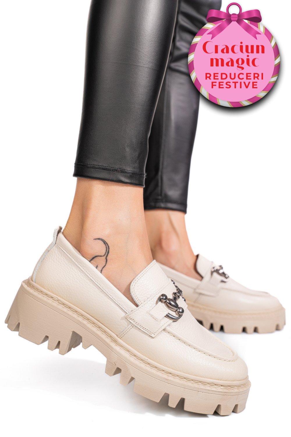 MOCASINI CREM PIELE NATURALA IPCBM020B