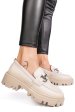 Mocasini crem piele naturala ipcbm020b