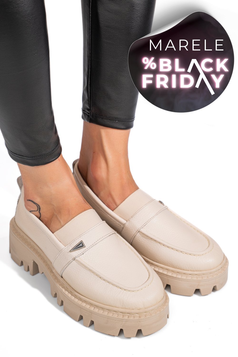 MOCASINI CREM PIELE NATURALA IPCBM011B