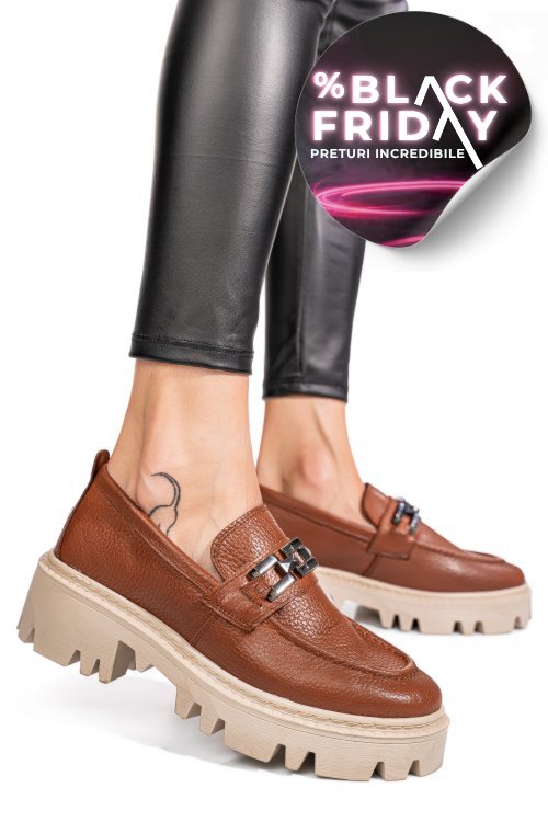 Mocasini maro piele naturala ipcbm001b