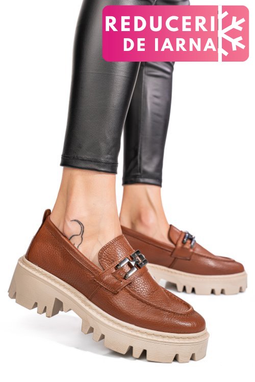 Mocasini maro piele naturala ipcbm001b