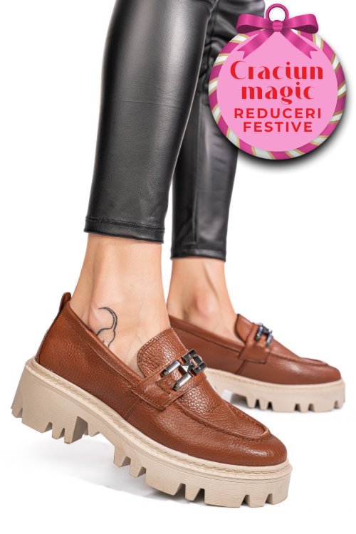 Mocasini maro piele naturala ipcbm001b