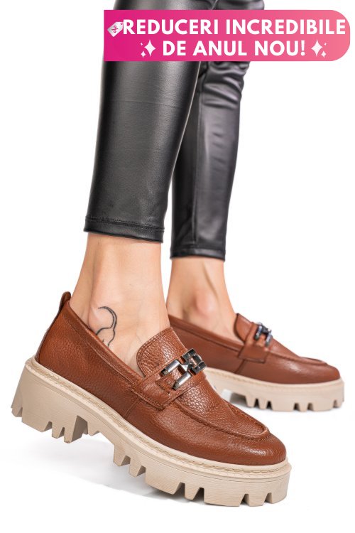 Mocasini maro piele naturala ipcbm001b