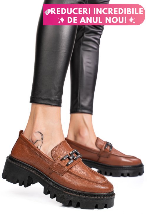 Mocasini maro piele naturala ipcbm016b