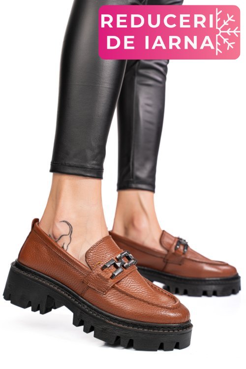 Mocasini maro piele naturala ipcbm016b