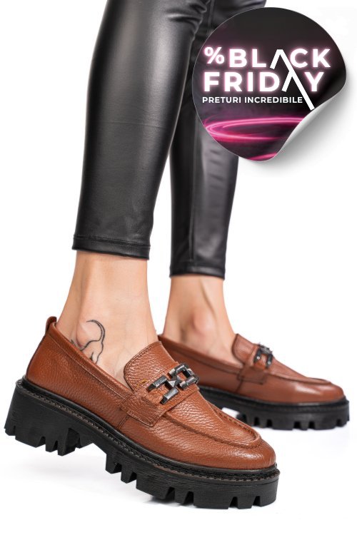 Mocasini maro piele naturala ipcbm016b