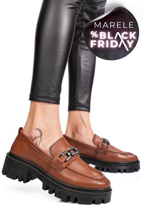 Mocasini maro piele naturala ipcbm016b