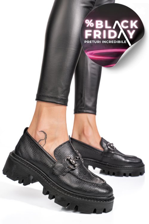 Mocasini negri piele naturala ipcbm019b