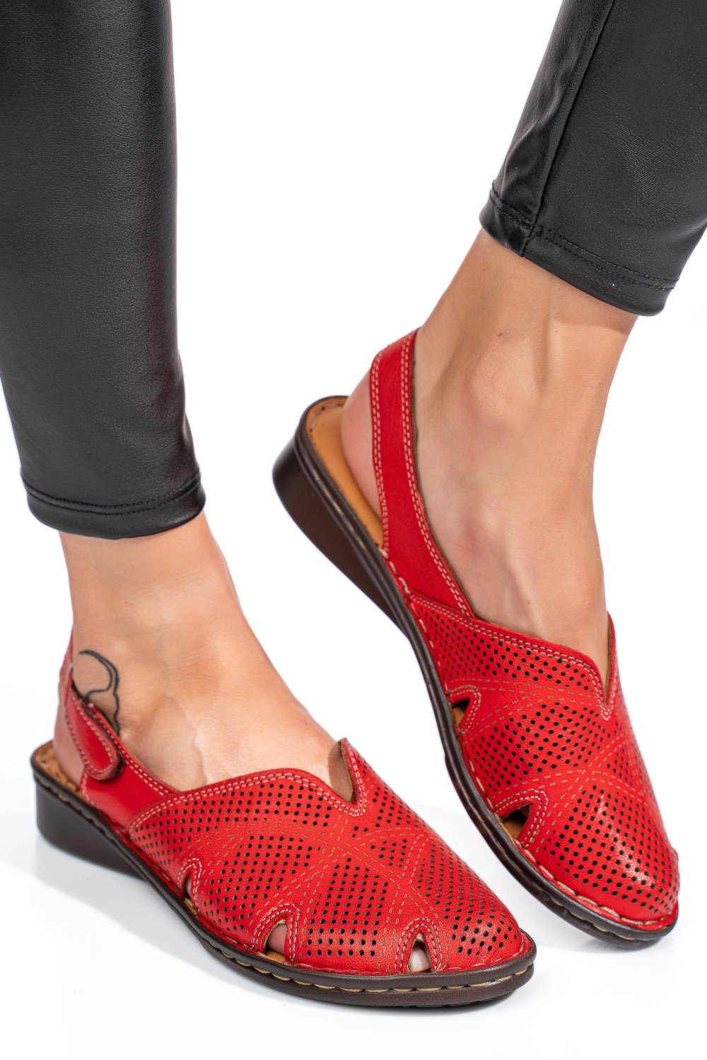 SANDALE ROSII PIELE NATURALA 3PC537