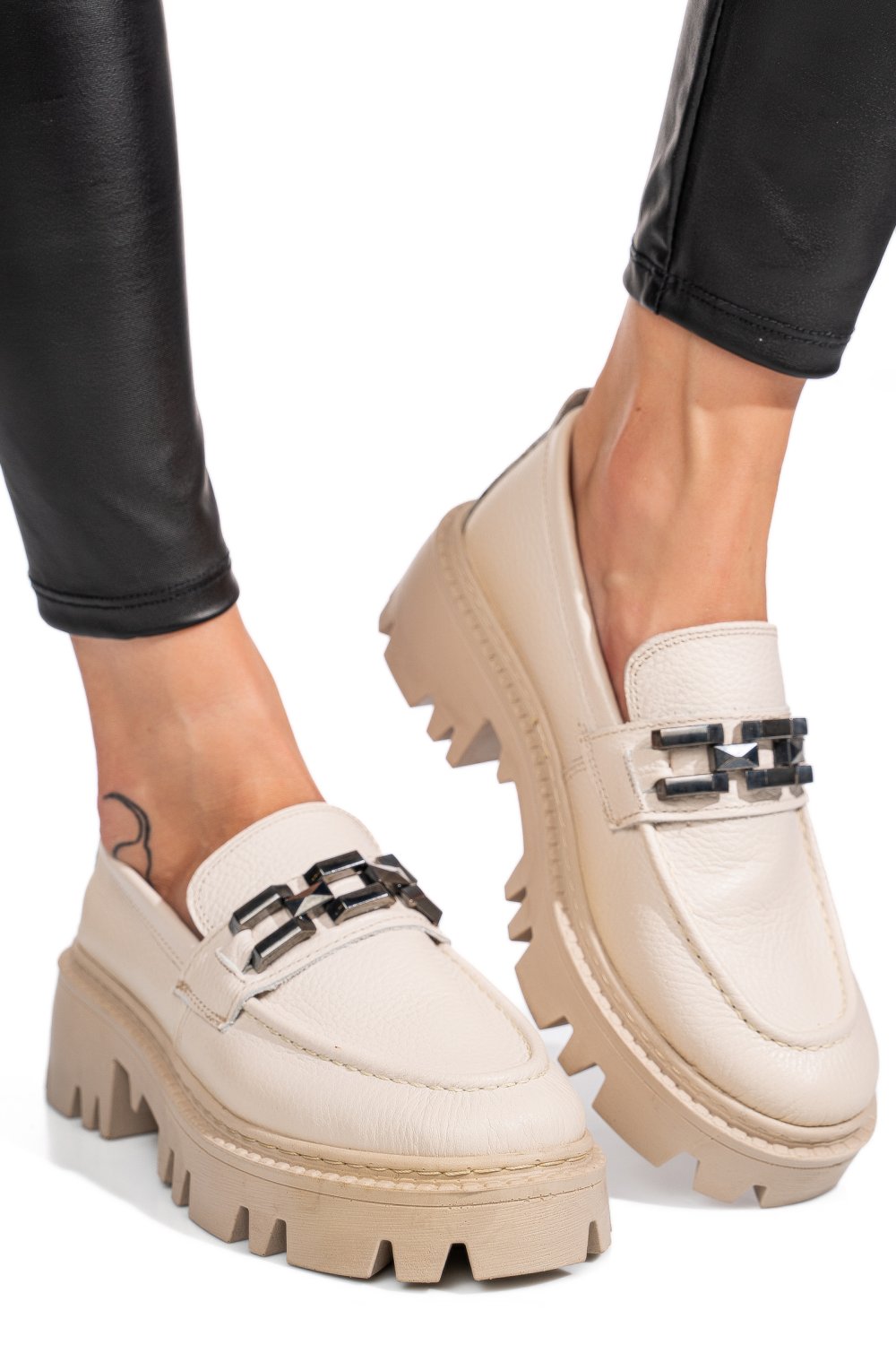 MOCASINI CREM PIELE NATURALA IPCBM013B