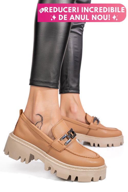 Mocasini nude piele naturala ipcbm002b