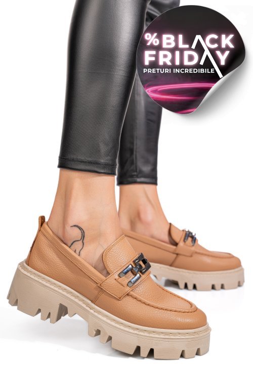 Mocasini nude piele naturala ipcbm002b