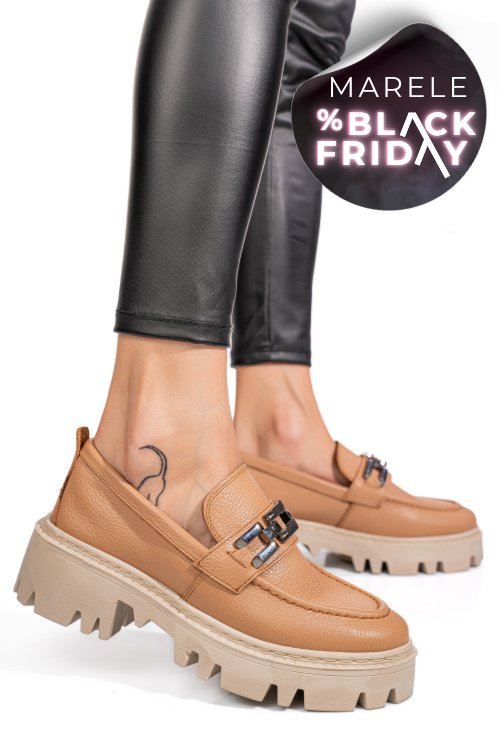 Mocasini nude piele naturala ipcbm002b