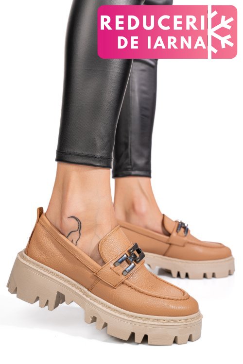 Mocasini nude piele naturala ipcbm002b