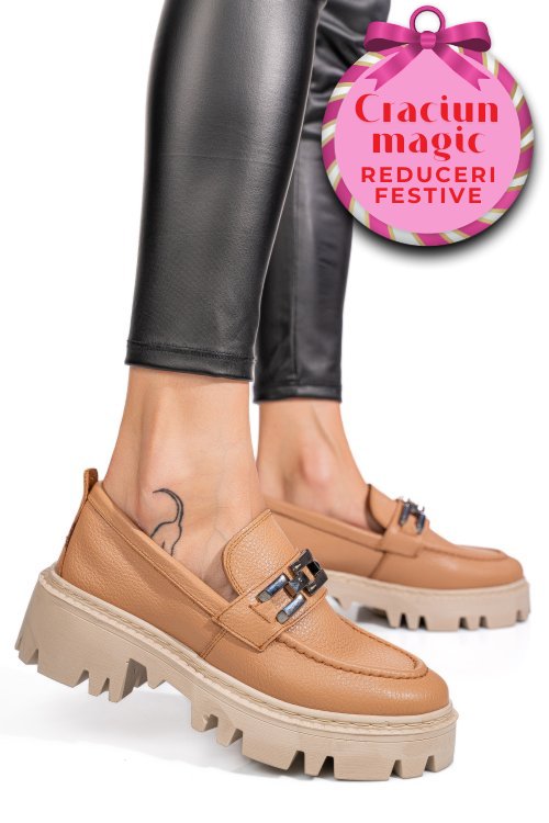 Mocasini nude piele naturala ipcbm002b