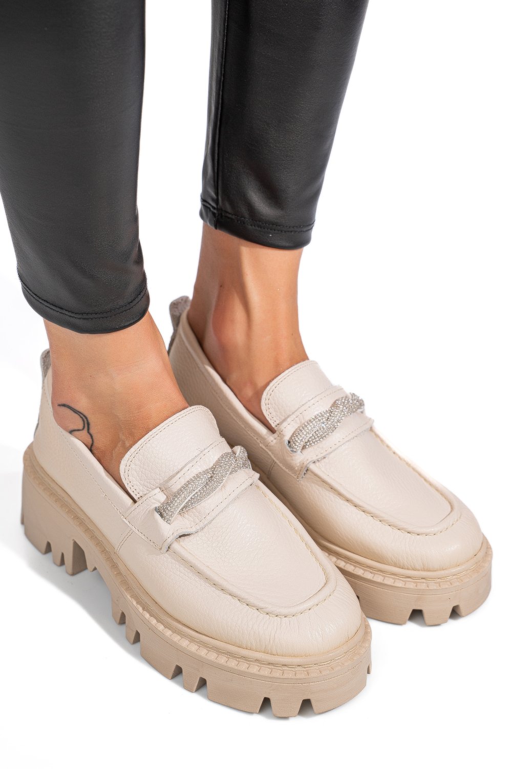 MOCASINI CREM PIELE NATURALA IPCBM022B