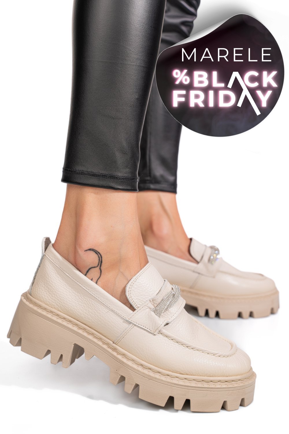 MOCASINI CREM PIELE NATURALA IPCBM022B