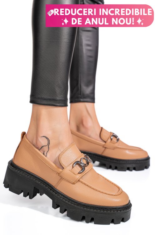 Mocasini nude piele naturala ipcbm009b