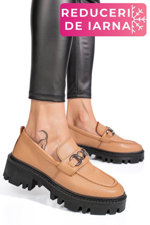 Mocasini nude piele naturala ipcbm009b