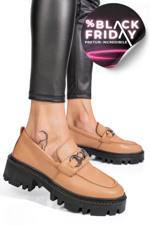 Mocasini nude piele naturala ipcbm009b