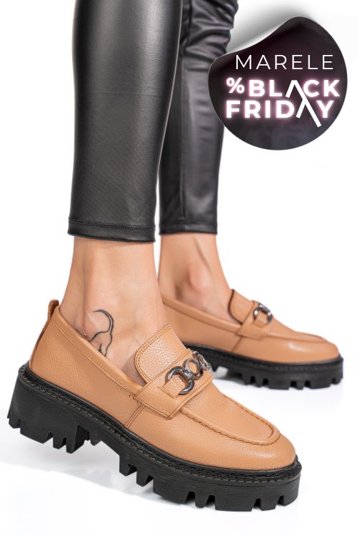 Mocasini nude piele naturala ipcbm009b