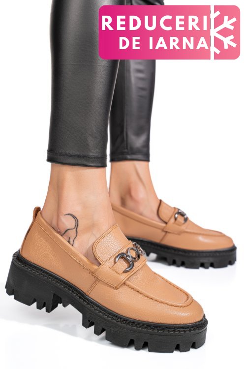 Mocasini nude piele naturala ipcbm009b