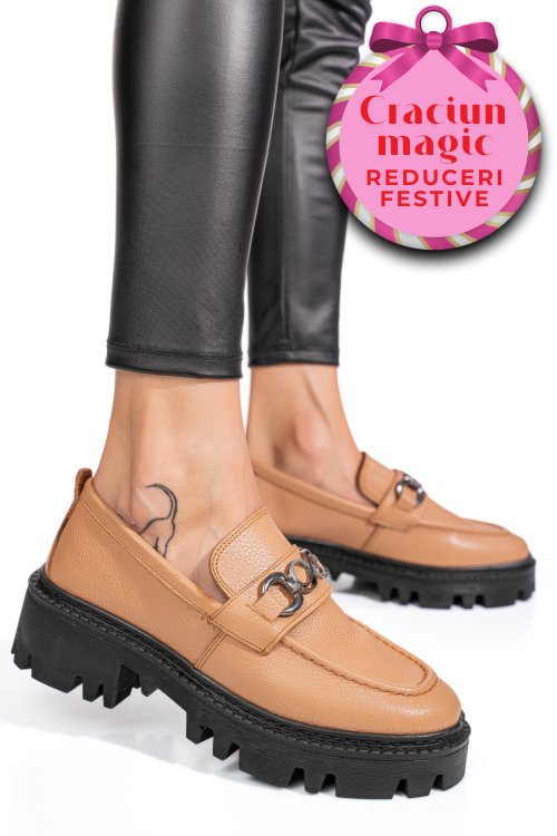 Mocasini nude piele naturala ipcbm009b