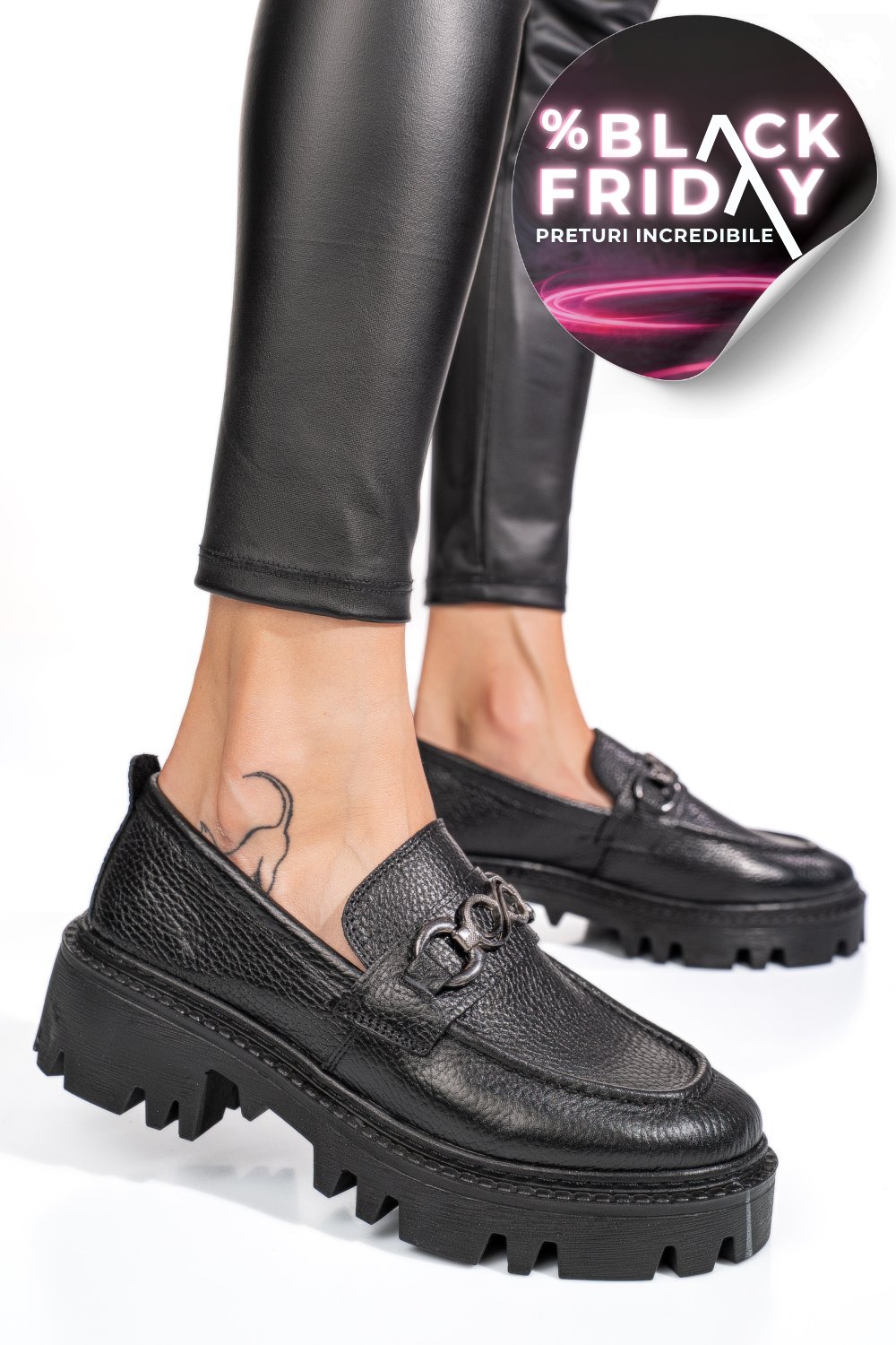 MOCASINI NEGRI PIELE NATURALA IPCBM008B