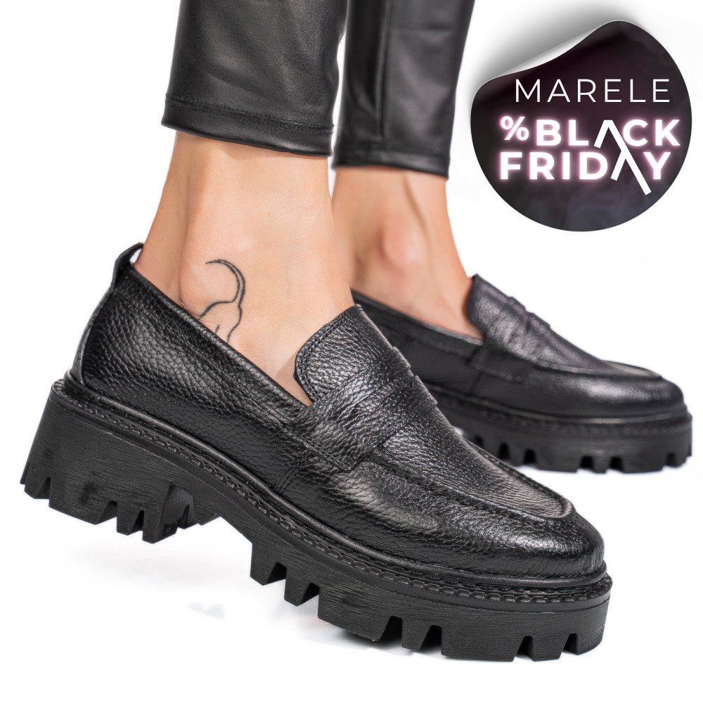 MOCASINI NEGRI PIELE NATURALA IPCBM028B