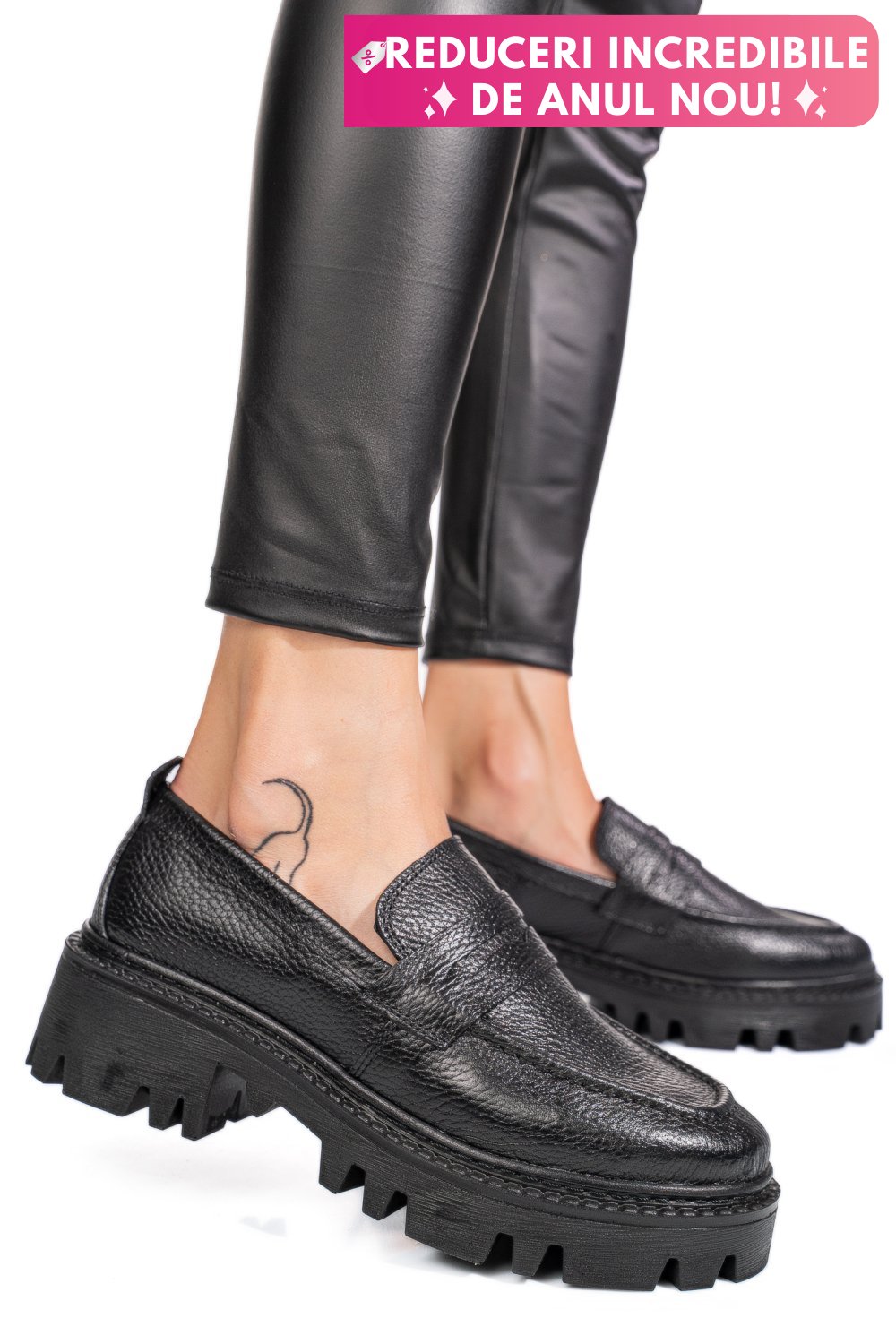 MOCASINI NEGRI PIELE NATURALA IPCBM028B