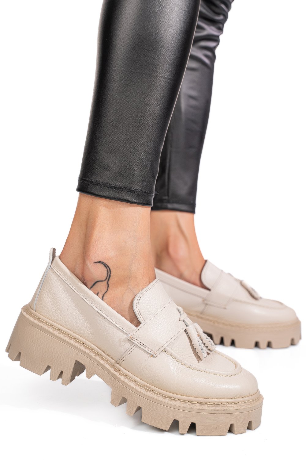 MOCASINI CREM PIELE NATURALA IPCBM029B-P