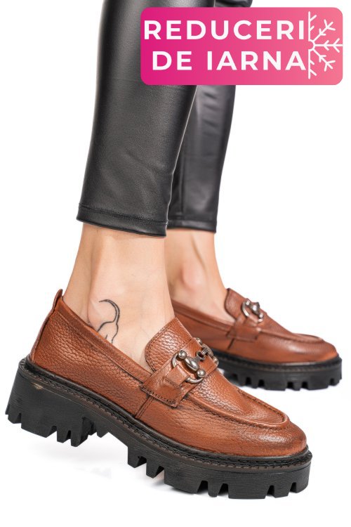Mocasini maro piele naturala ipcbm021b