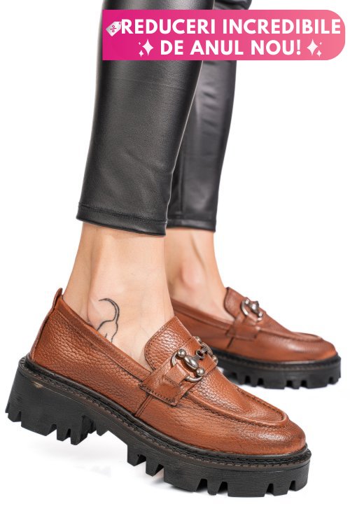 Mocasini maro piele naturala ipcbm021b