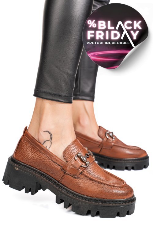 Mocasini maro piele naturala ipcbm021b