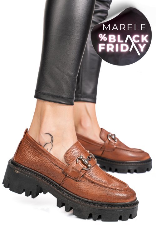 Mocasini maro piele naturala ipcbm021b