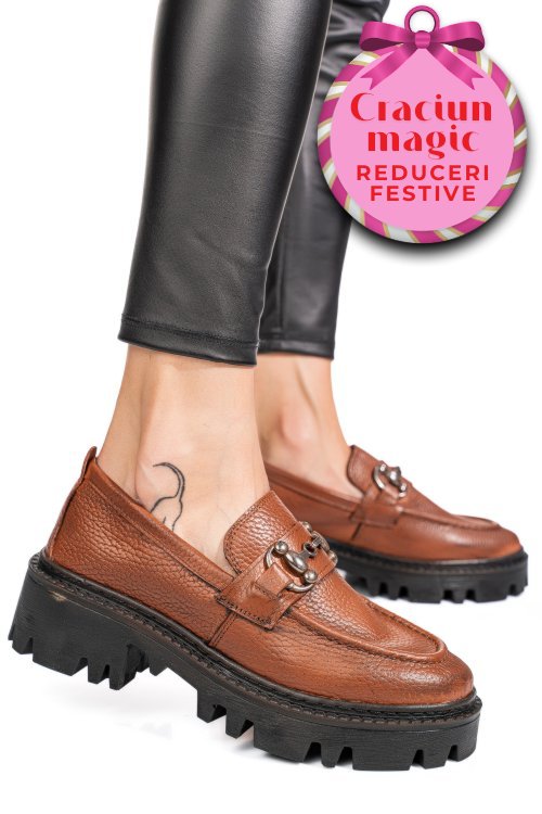 Mocasini maro piele naturala ipcbm021b