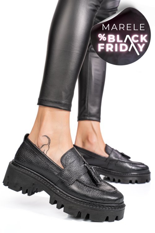 Mocasini negri piele naturala ipcbm025b-p