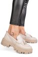 Mocasini crem piele naturala ipcbm029b