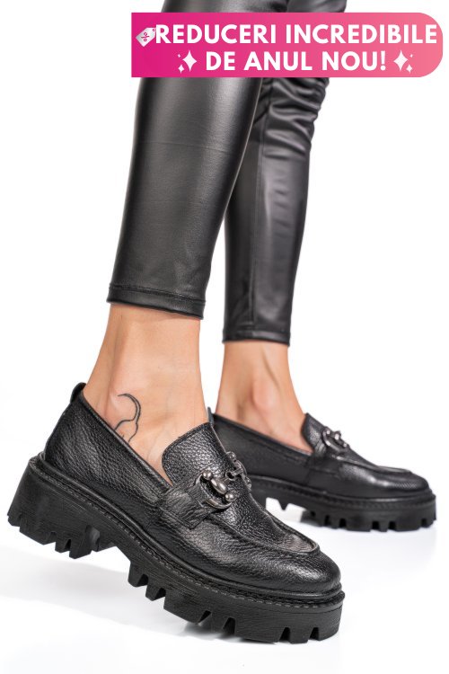 Mocasini negri piele naturala ipcbm019b-p