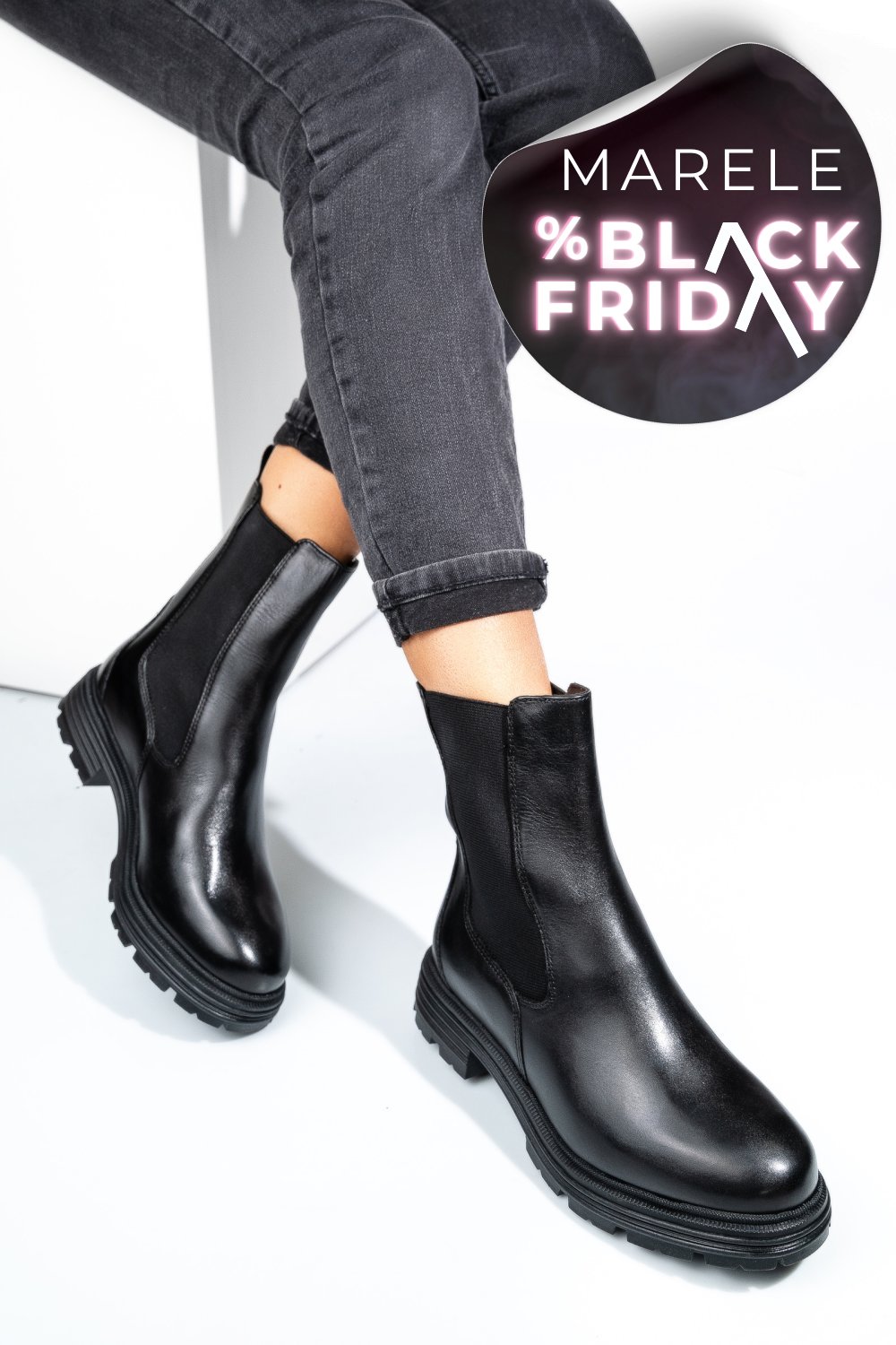 GHETE NEGRE PIELE NATURALA VB254202