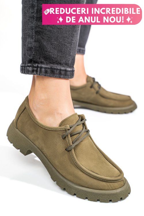 Mocasini khaki piele naturala nabuk 4s77247