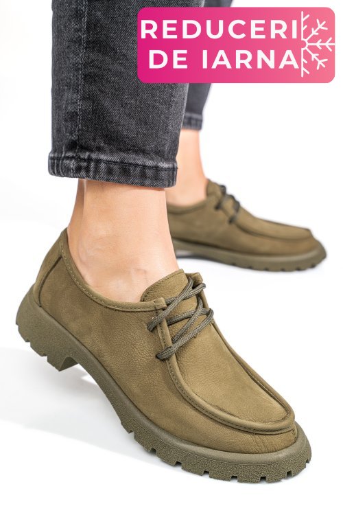Mocasini khaki piele naturala nabuk 4s77247