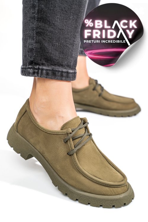 Mocasini khaki piele naturala nabuk 4s77247
