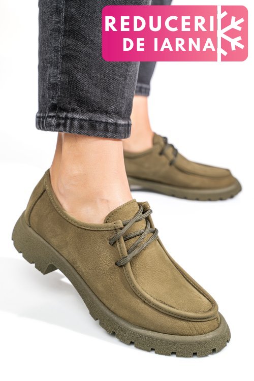 Mocasini khaki piele naturala nabuk 4s77247